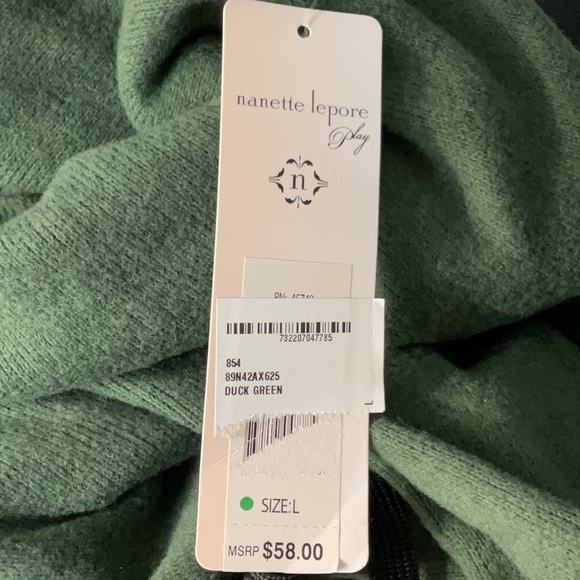 NWT | COZY LIGHT SWEATER BY NANETTE LEPORE | DUCK GREEN - Picture 6 of 6